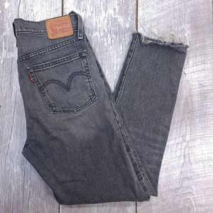 Levis 501 Skinny Jeans Womens Size 28 Gray Denim High Rise Stretch Pants